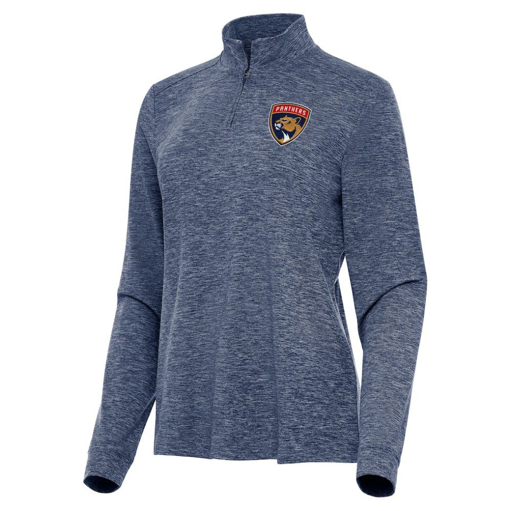 Florida Panthers Antigua Women's Mentor Quarter-Zip Mock Long Sleeve Top - Heather Navy - NHL