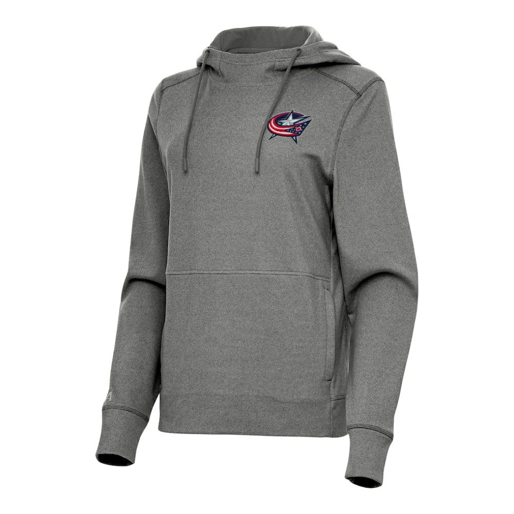 Columbus Blue Jackets Antigua Women's Justice Pullover Hoodie - Heather Black - NHL