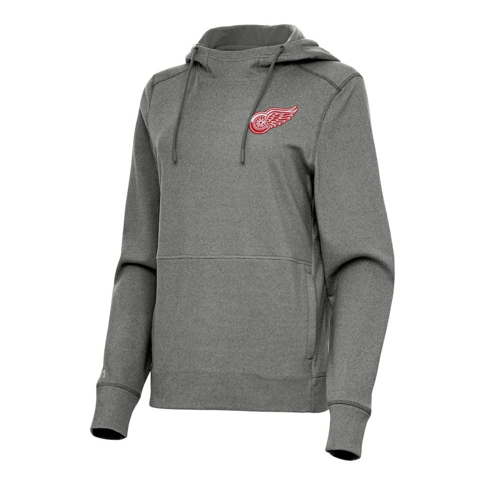 Detroit Red Wings Antigua Women's Justice Pullover Hoodie - Heather Black - NHL