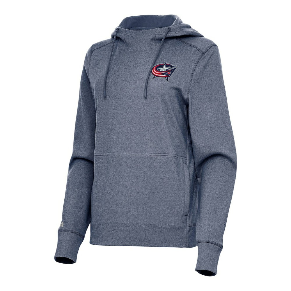 Columbus Blue Jackets Antigua Women's Justice Pullover Hoodie - Heather Navy - NHL
