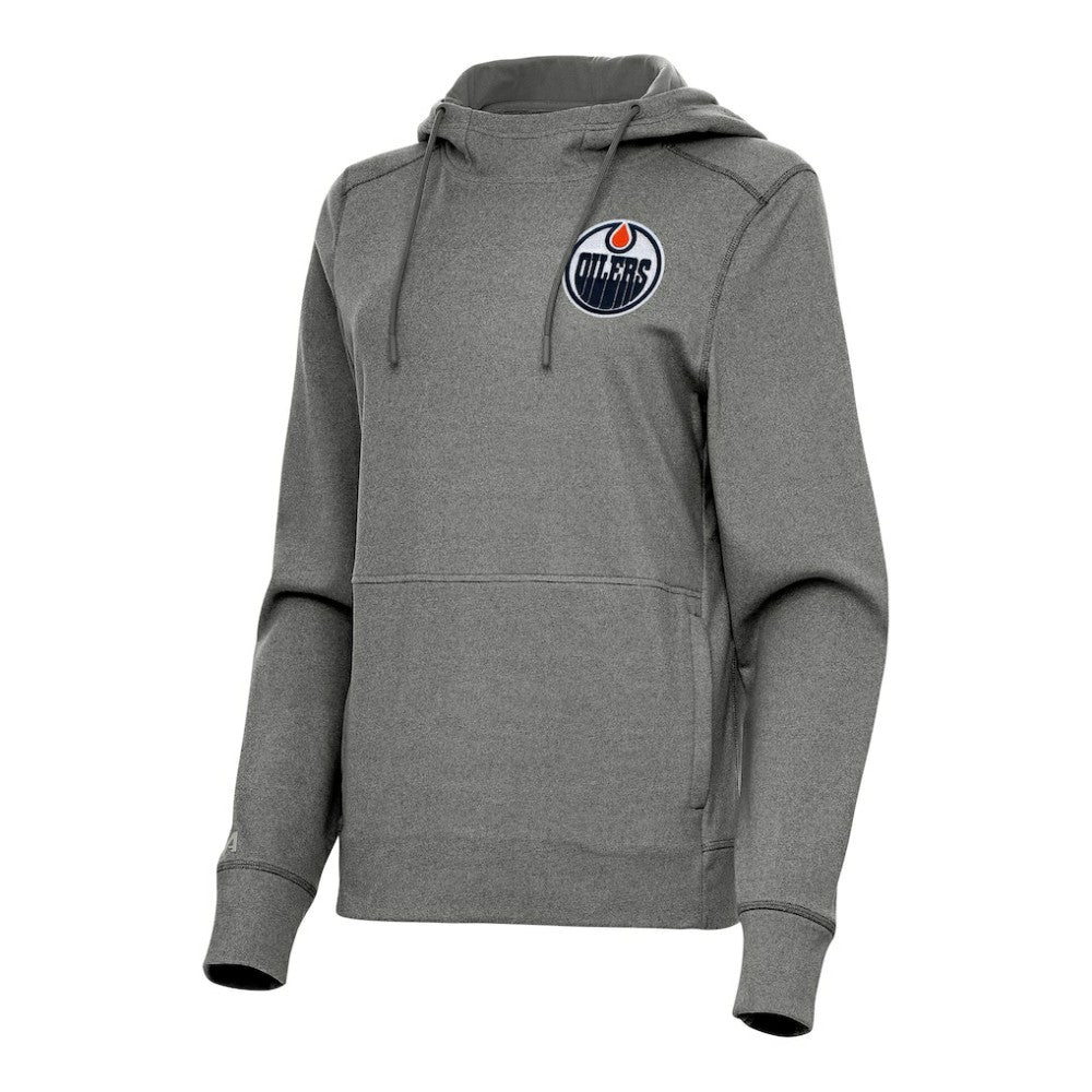 Edmonton Oilers Antigua Women's Justice Pullover Hoodie - Heather Black - NHL