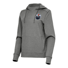Edmonton Oilers Antigua Women's Justice Pullover Hoodie - Heather Black - NHL