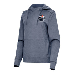 Edmonton Oilers Antigua Women's Justice Pullover Hoodie - Heather Navy - NHL