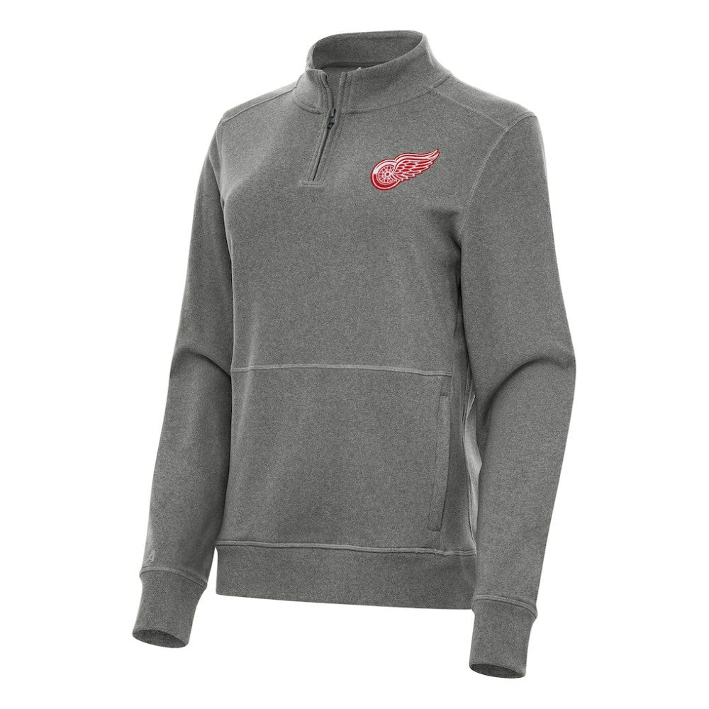Detroit Red Wings Antigua Women's Crush Quarter-Zip Fleece Sweatshirt - Heather Black - NHL