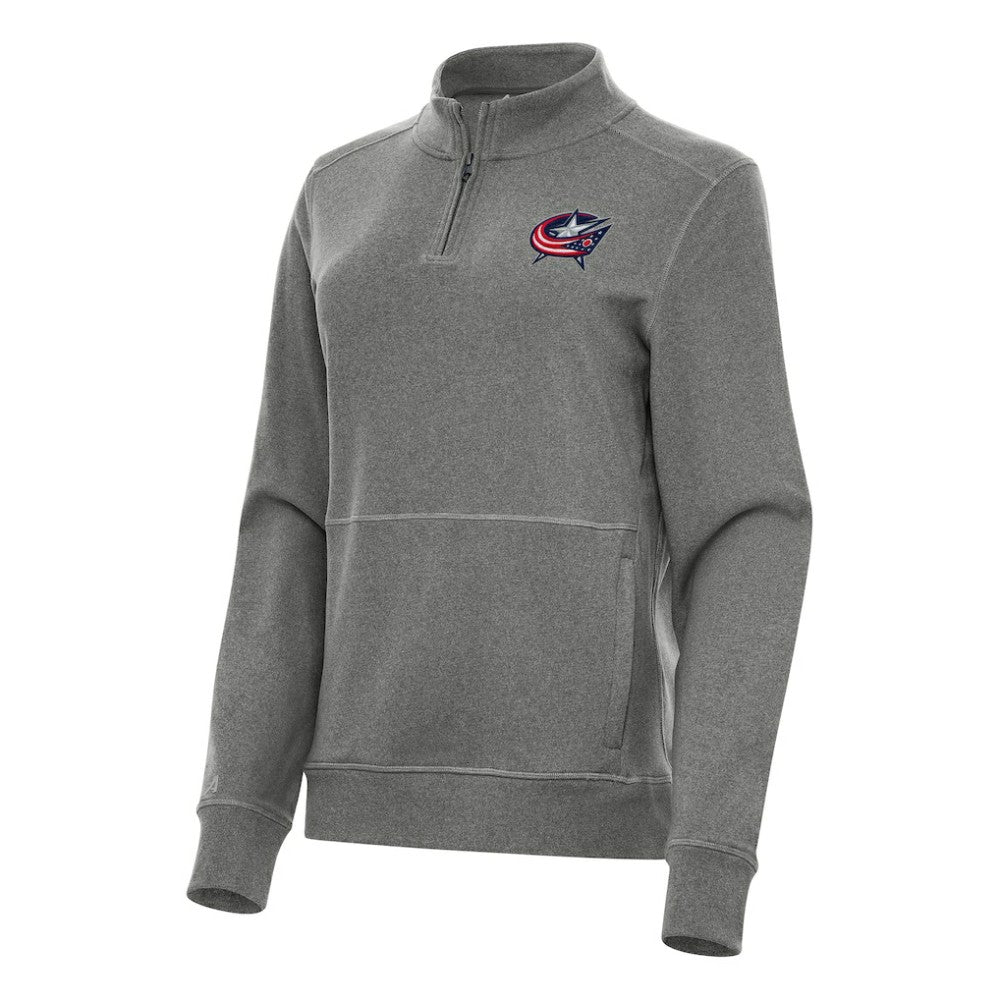 Columbus Blue Jackets Antigua Women's Crush Quarter-Zip Fleece Sweatshirt - Heather Black - NHL