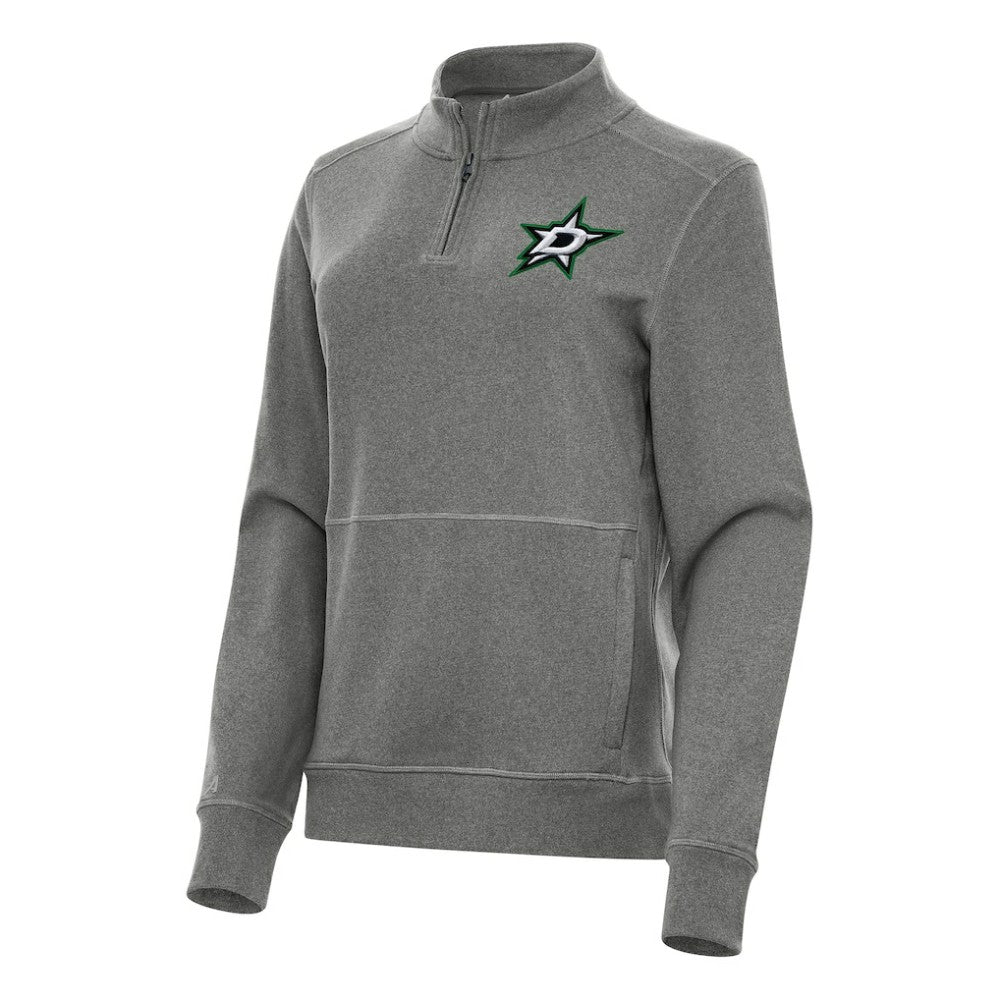Dallas Stars Antigua Women's Crush Quarter-Zip Fleece Sweatshirt - Heather Black - NHL