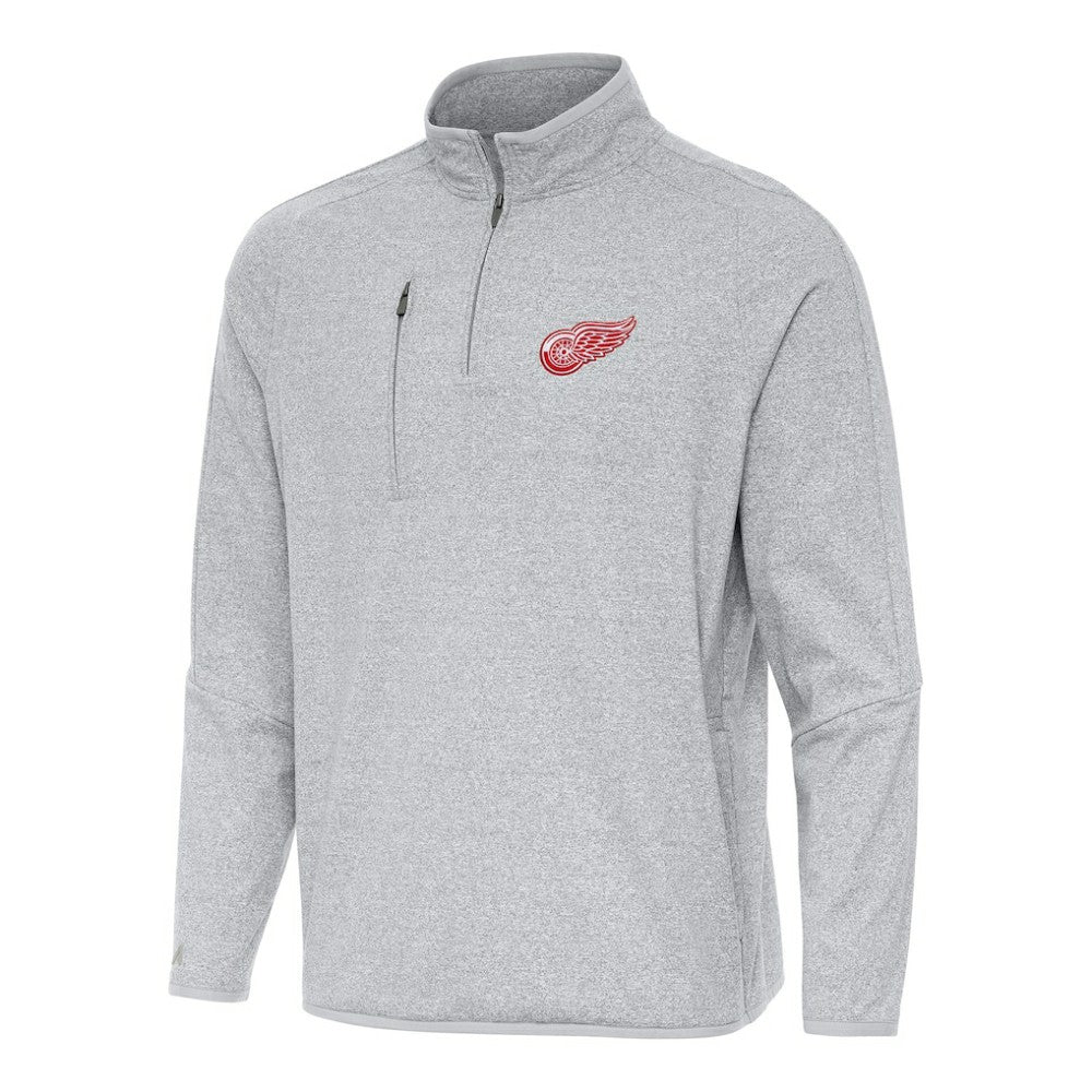 Detroit Red Wings Antigua Certain Quarter-Zip Tri-Blend Sweatshirt - Heather Gray - NHL
