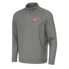 Detroit Red Wings Antigua Subtle Quarter-Zip Sweatshirt - Heather Black - NHL