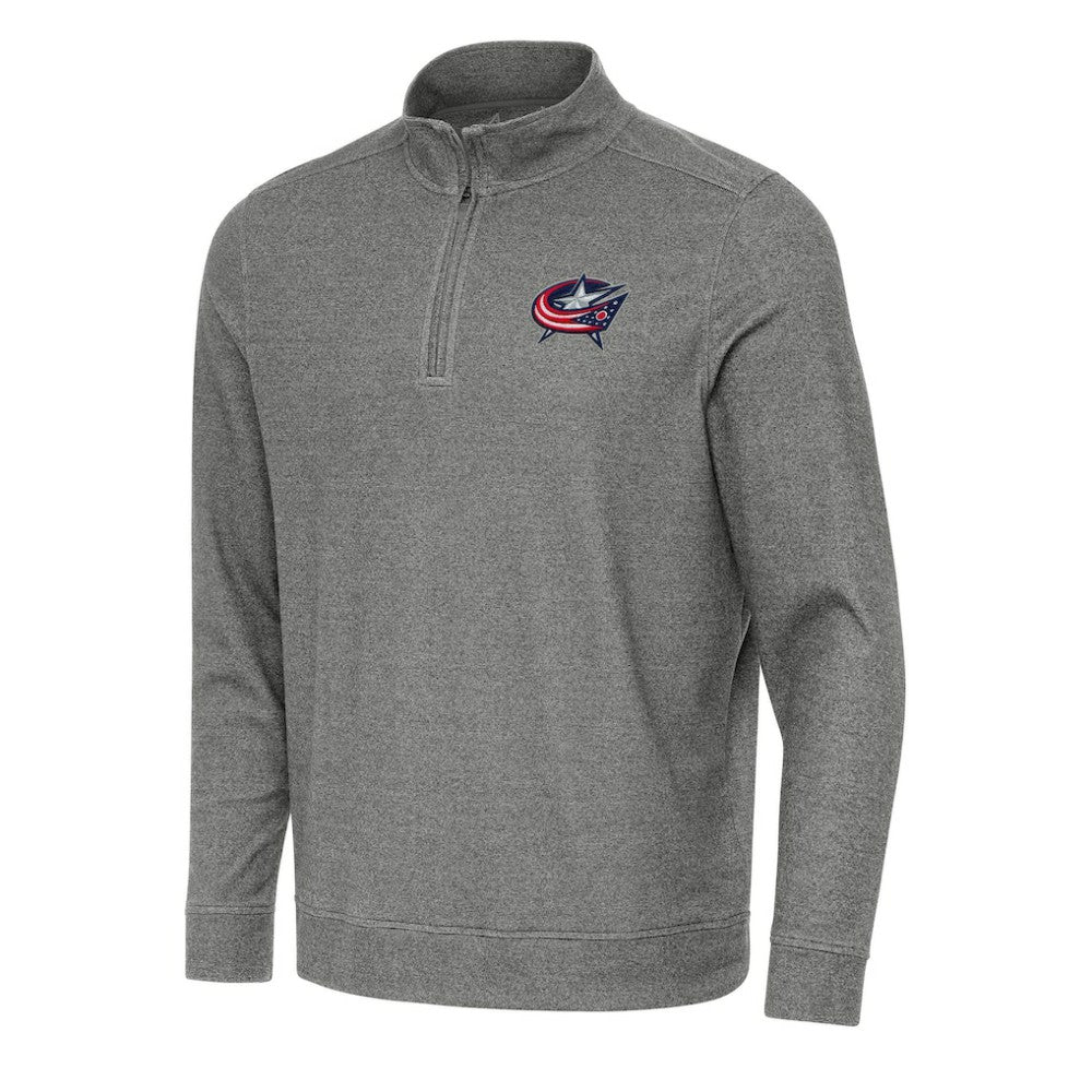 Columbus Blue Jackets Antigua Subtle Quarter-Zip Sweatshirt - Heather Black - NHL