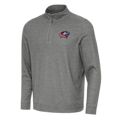 Columbus Blue Jackets Antigua Subtle Quarter-Zip Sweatshirt - Heather Black - NHL