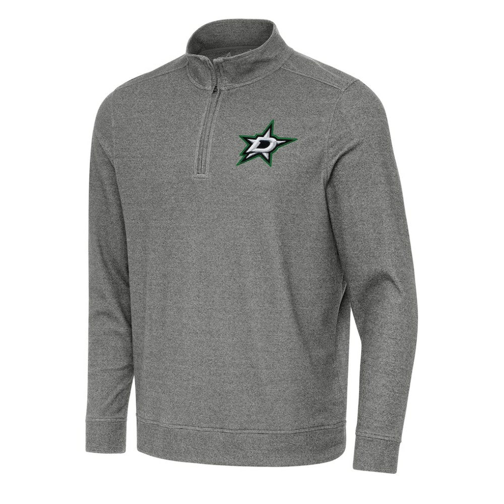 Dallas Stars Antigua Subtle Quarter-Zip Sweatshirt - Heather Black - NHL