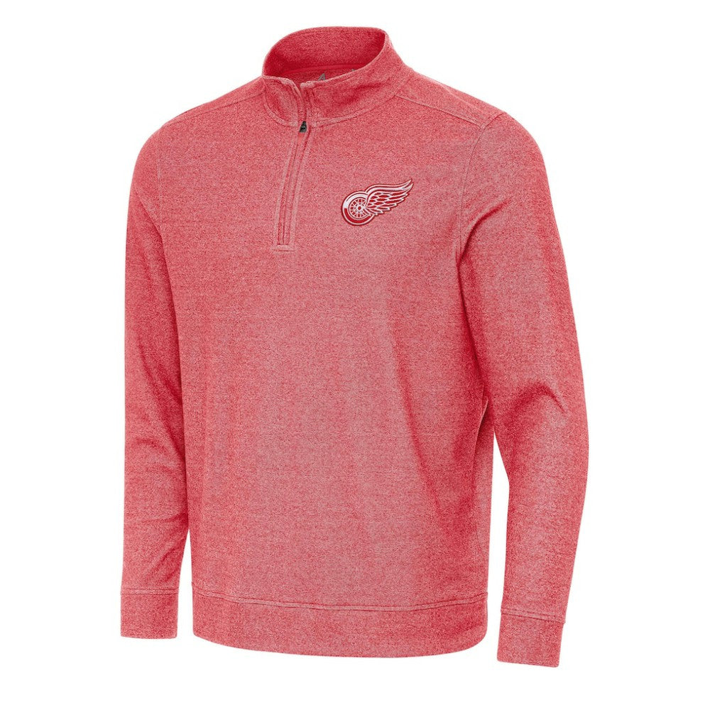 Detroit Red Wings Antigua Subtle Quarter-Zip Sweatshirt - Heather Red - NHL