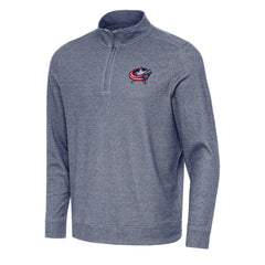 Columbus Blue Jackets Antigua Subtle Quarter-Zip Sweatshirt - Heather Navy - NHL