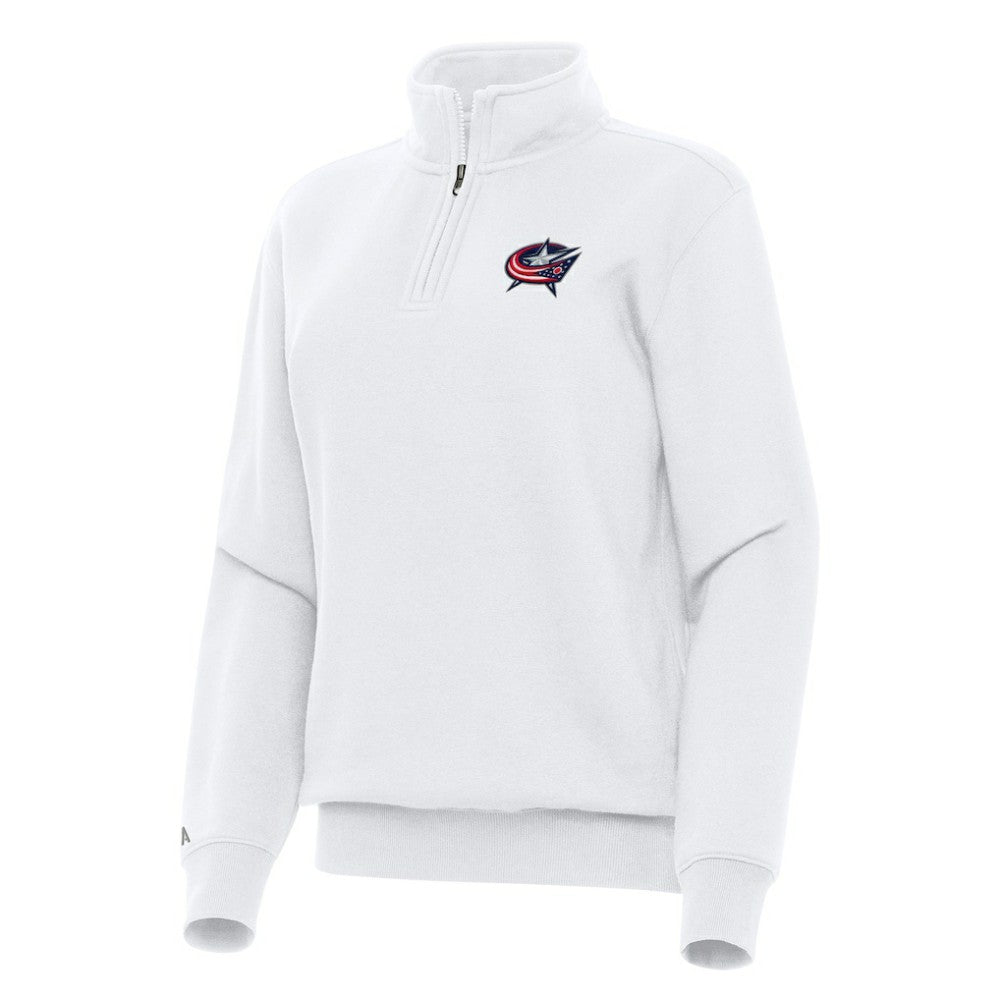 Columbus Blue Jackets Antigua Women's Victory Quarter-Zip Sweatshirt - White - NHL