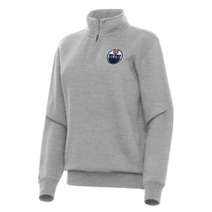 Edmonton Oilers Antigua Women's Victory Quarter-Zip Sweatshirt - Heather Gray - NHL