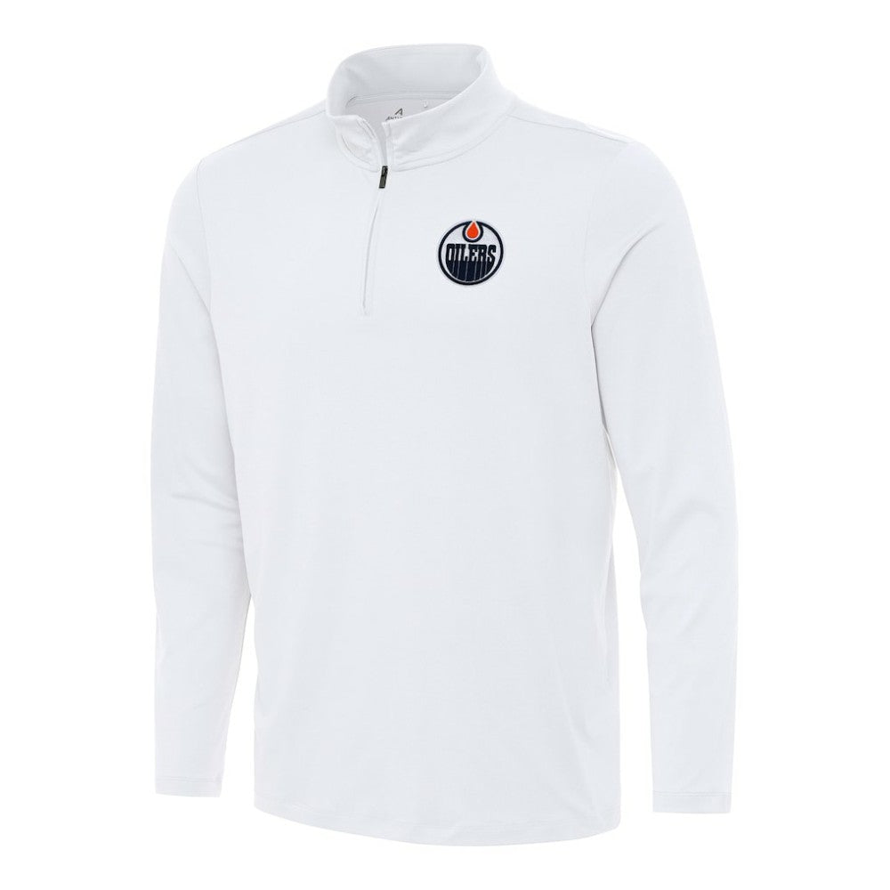 Edmonton Oilers Antigua Reprocess Quarter-Zip Top - White - NHL