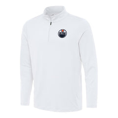 Edmonton Oilers Antigua Reprocess Quarter-Zip Top - White - NHL