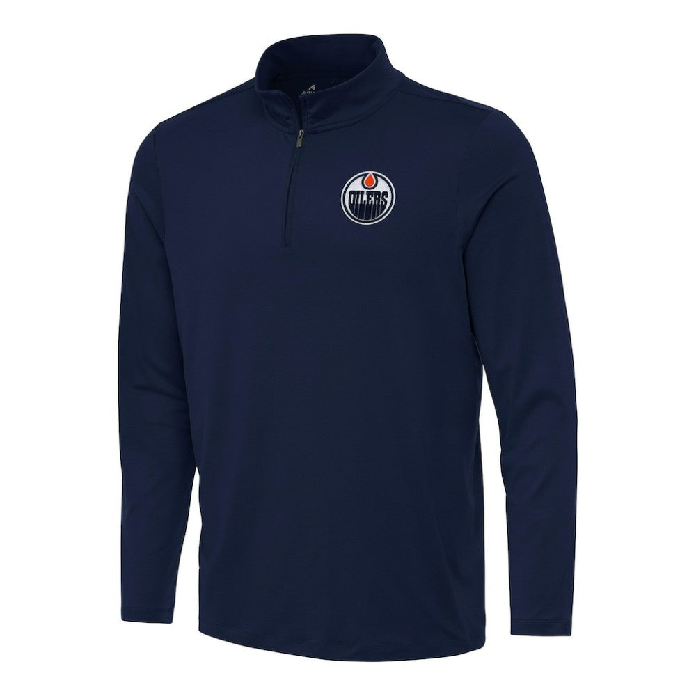 Edmonton Oilers Antigua Reprocess Quarter-Zip Top - Navy - NHL