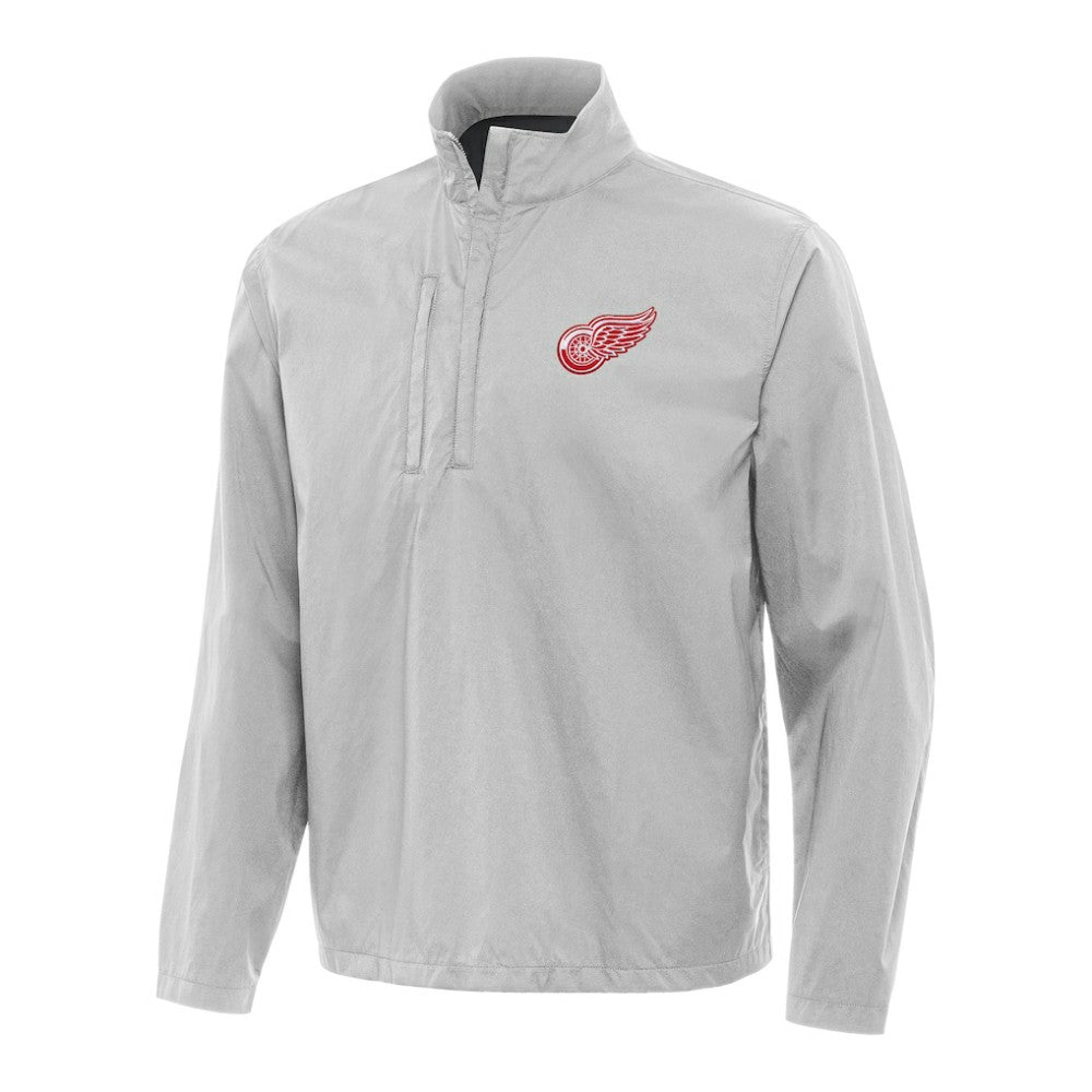 Detroit Red Wings Antigua Brisk Quarter-Zip Windbreaker - Heather Gray - NHL