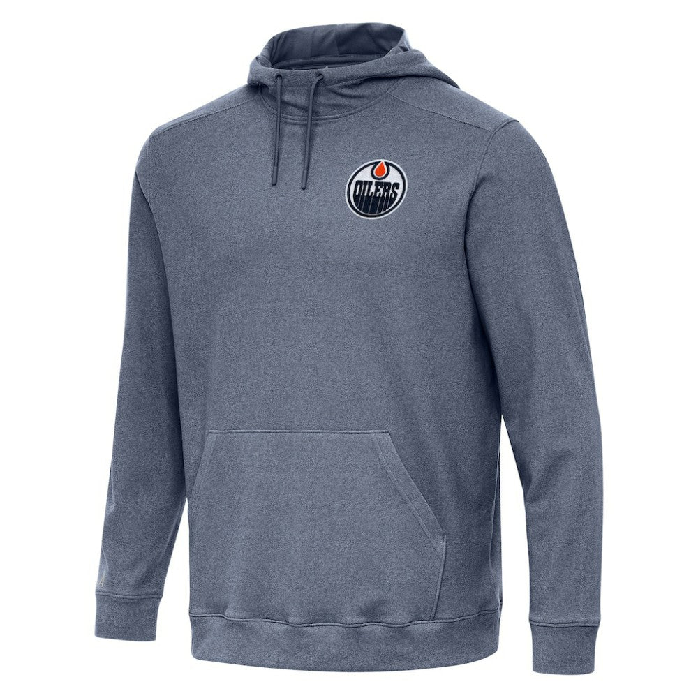 Edmonton Oilers Antigua Cloud Pullover Hoodie - Heather Navy - NHL