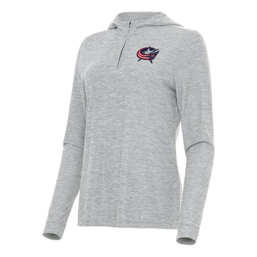 Columbus Blue Jackets Antigua Women's Daybreak Quarter-Zip Hoodie - Heather Gray - NHL