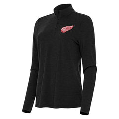 Detroit Red Wings Antigua Women's Bright Quarter-Zip Top - Heather Black - NHL
