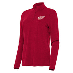 Detroit Red Wings Antigua Women's Bright Quarter-Zip Top - Heather Red - NHL