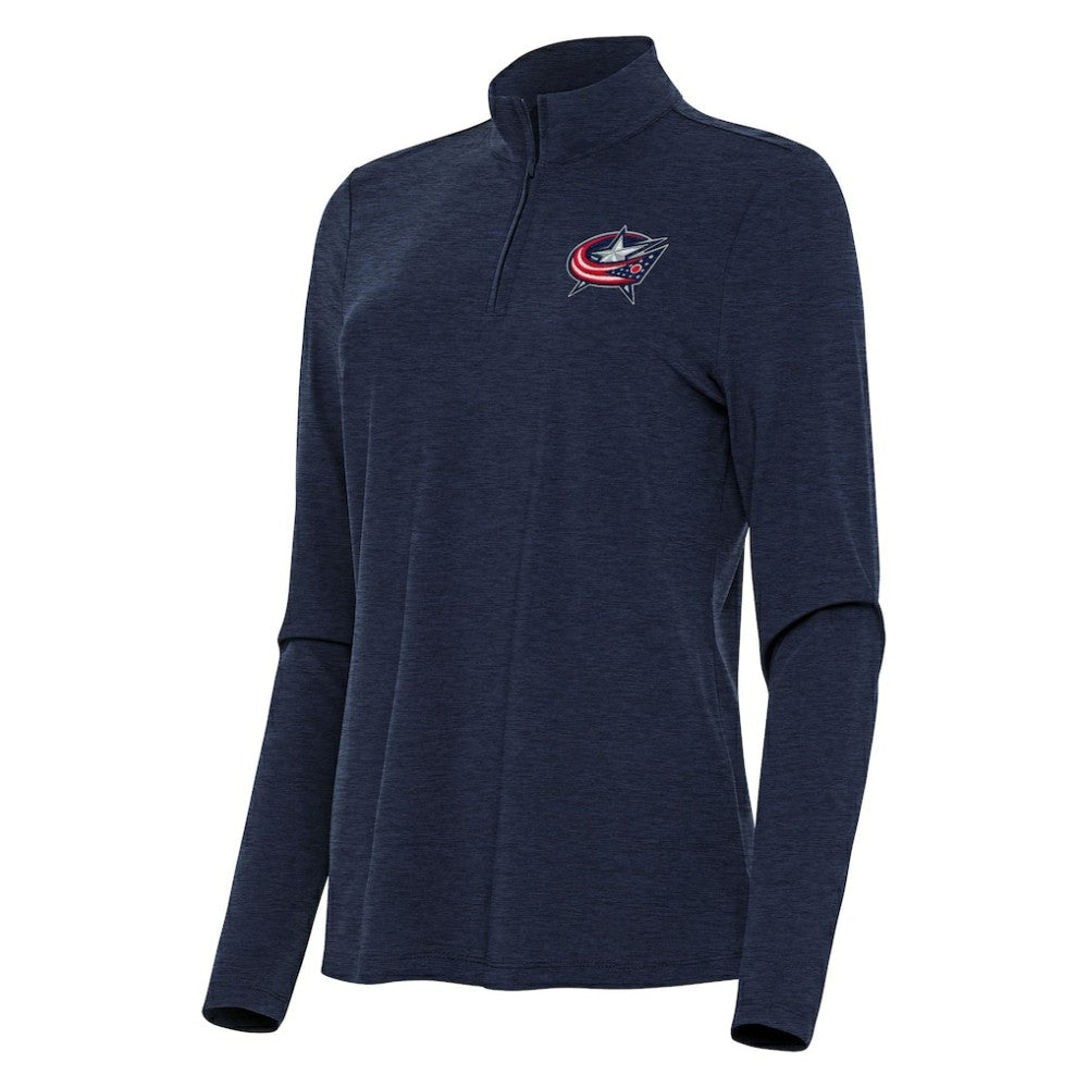 Columbus Blue Jackets Antigua Women's Bright Quarter-Zip Top - Heather Navy - NHL