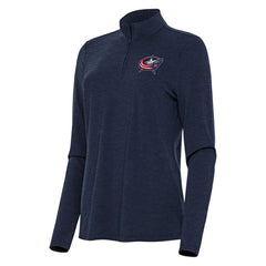 Columbus Blue Jackets Antigua Women's Bright Quarter-Zip Top - Heather Navy - NHL