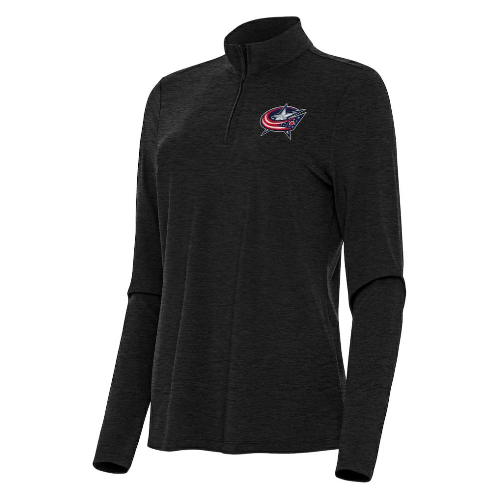 Columbus Blue Jackets Antigua Women's Bright Quarter-Zip Top - Heather Black - NHL