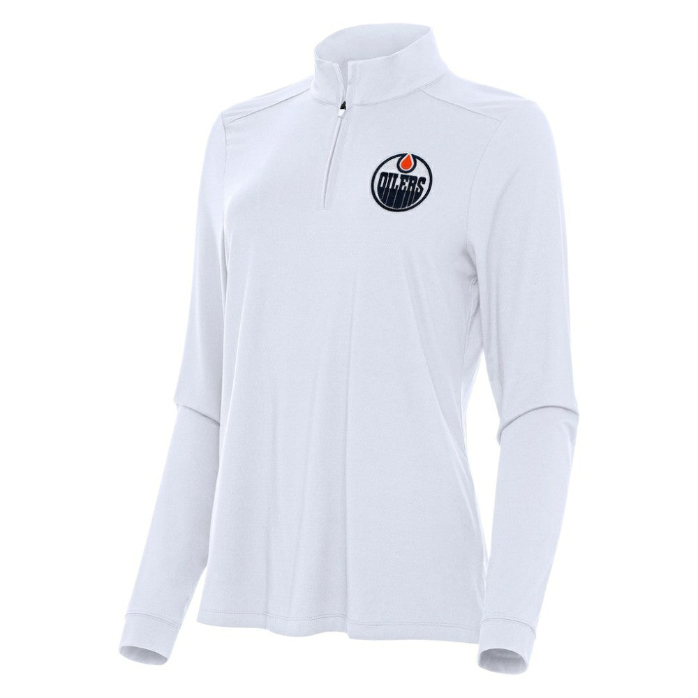 Edmonton Oilers Antigua Women's Intent Quarter-Zip Top - White - NHL