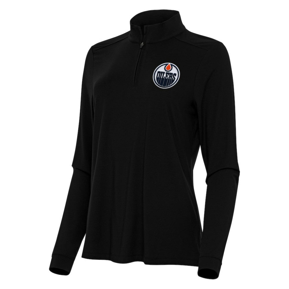 Edmonton Oilers Antigua Women's Intent Quarter-Zip Top - Black - NHL