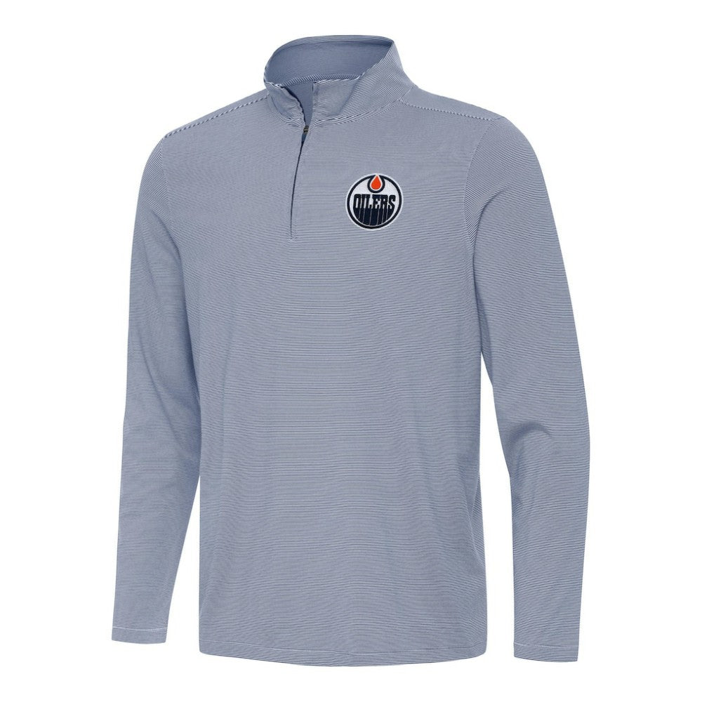 Edmonton Oilers Antigua Twine Quarter-Zip Top - Navy - NHL