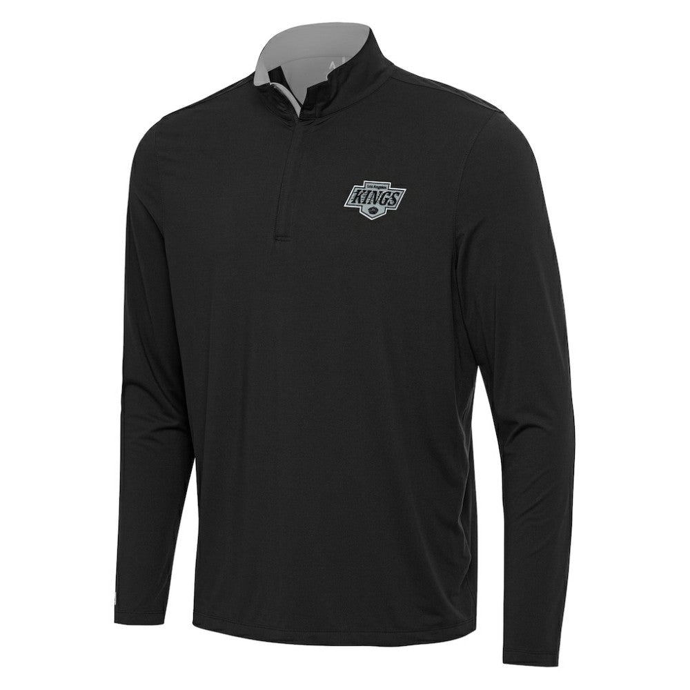 Los Angeles Kings Antigua Content Quarter-Zip Pullover Top - Black/Gray - NHL