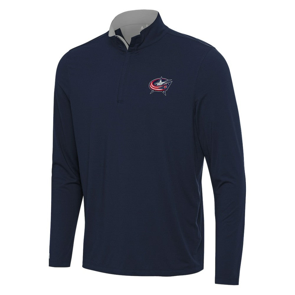 Columbus Blue Jackets Antigua Content Quarter-Zip Pullover Top - Navy/Gray - NHL