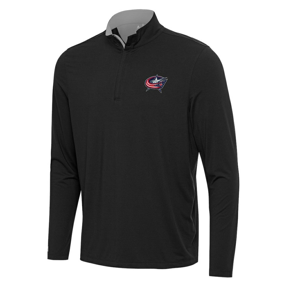 Columbus Blue Jackets Antigua Content Quarter-Zip Pullover Top - Black/Gray - NHL