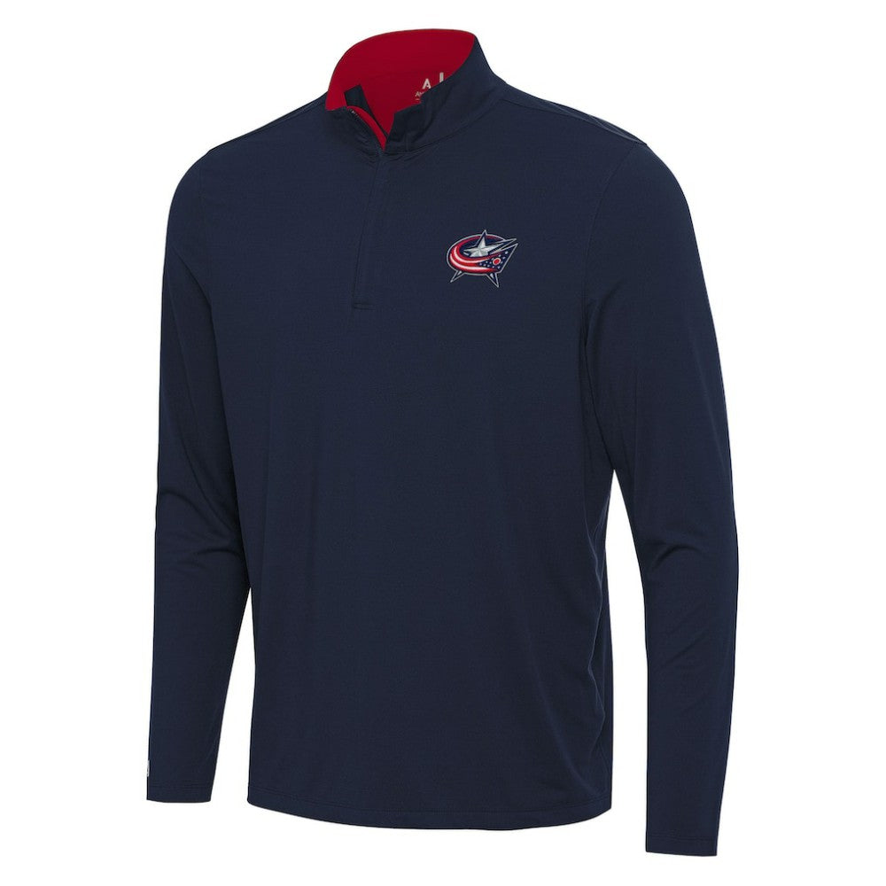 Columbus Blue Jackets Antigua Content Quarter-Zip Pullover Top - Navy/Red - NHL