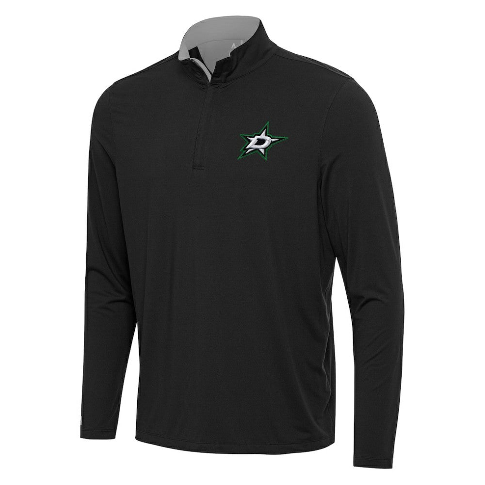 Dallas Stars Antigua Content Quarter-Zip Pullover Top - Black/Gray - NHL