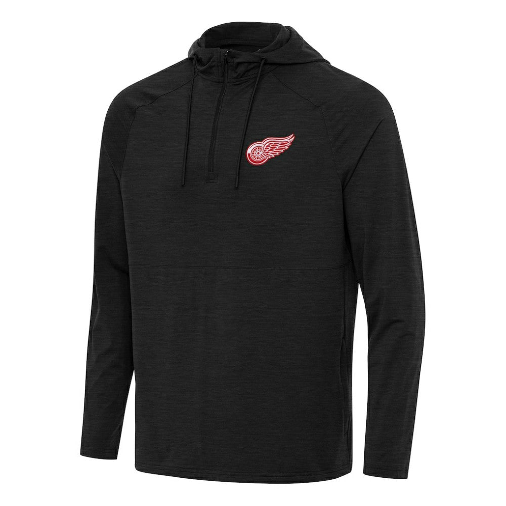 Detroit Red Wings Antigua Spikes Quarter-Zip Hoodie - Heather Black - NHL