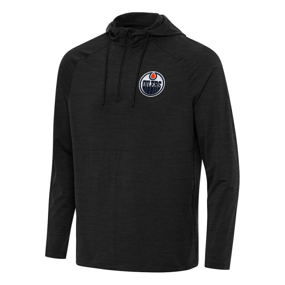 Edmonton Oilers Antigua Spikes Quarter-Zip Hoodie - Heather Black - NHL