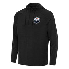 Edmonton Oilers Antigua Spikes Quarter-Zip Hoodie - Heather Black - NHL