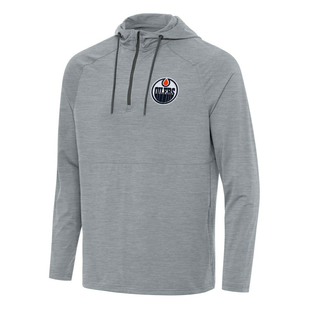 Edmonton Oilers Antigua Spikes Quarter-Zip Hoodie - Heather Gray - NHL