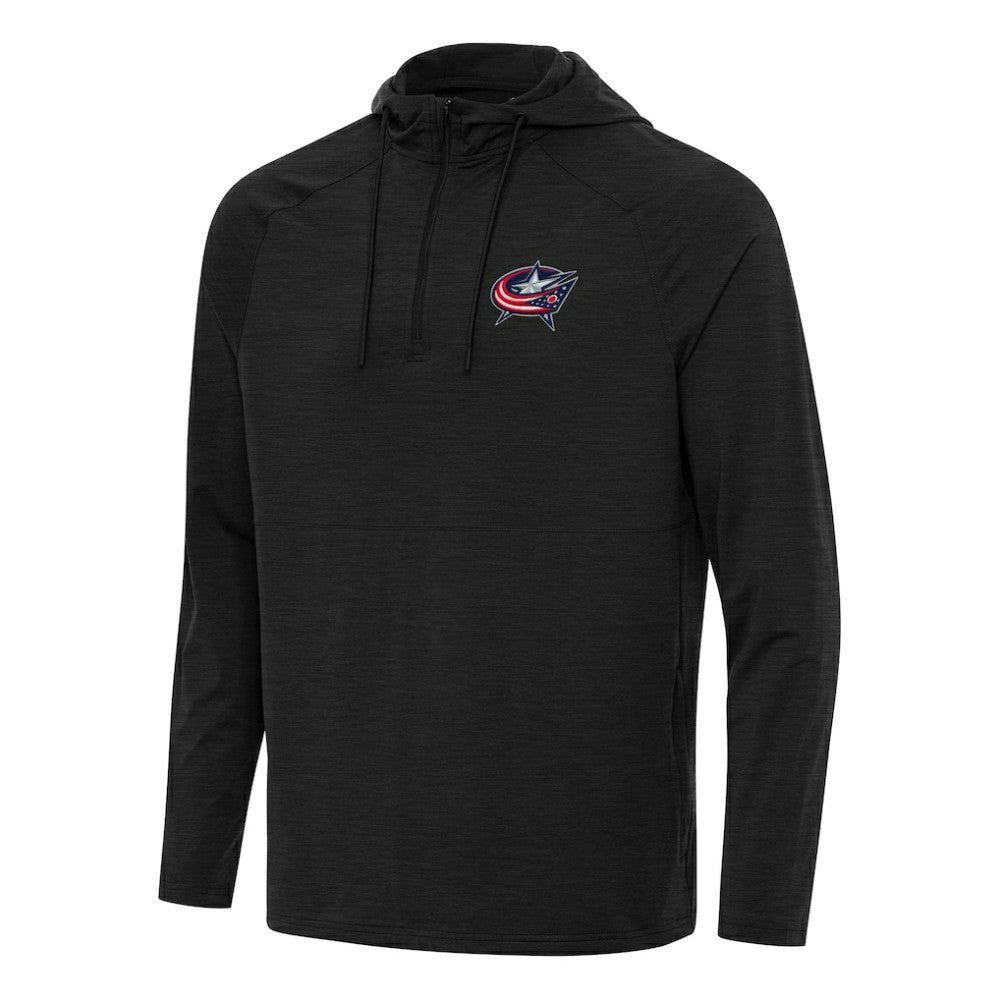 Columbus Blue Jackets Antigua Spikes Quarter-Zip Hoodie - Heather Black - NHL