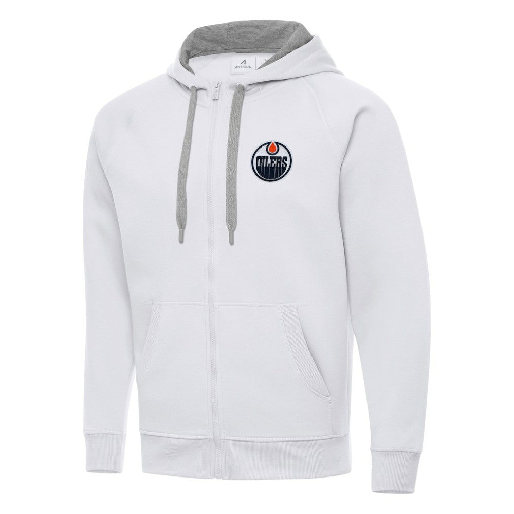 Edmonton Oilers Antigua Big & Tall Victory Full-Zip Hoodie - White - NHL