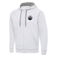 Edmonton Oilers Antigua Big & Tall Victory Full-Zip Hoodie - White - NHL
