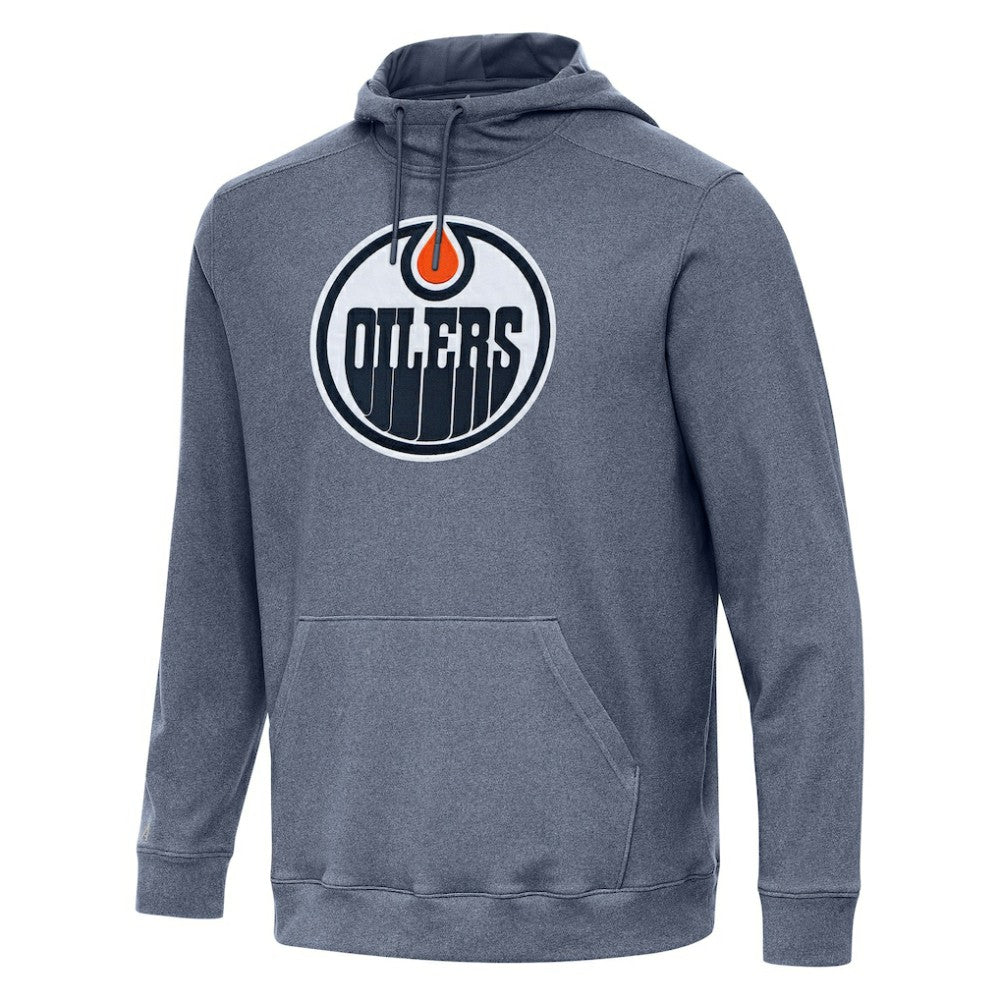 Edmonton Oilers Antigua Cloud Pullover Hoodie - Heather Navy - NHL