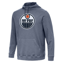 Edmonton Oilers Antigua Cloud Pullover Hoodie - Heather Navy - NHL