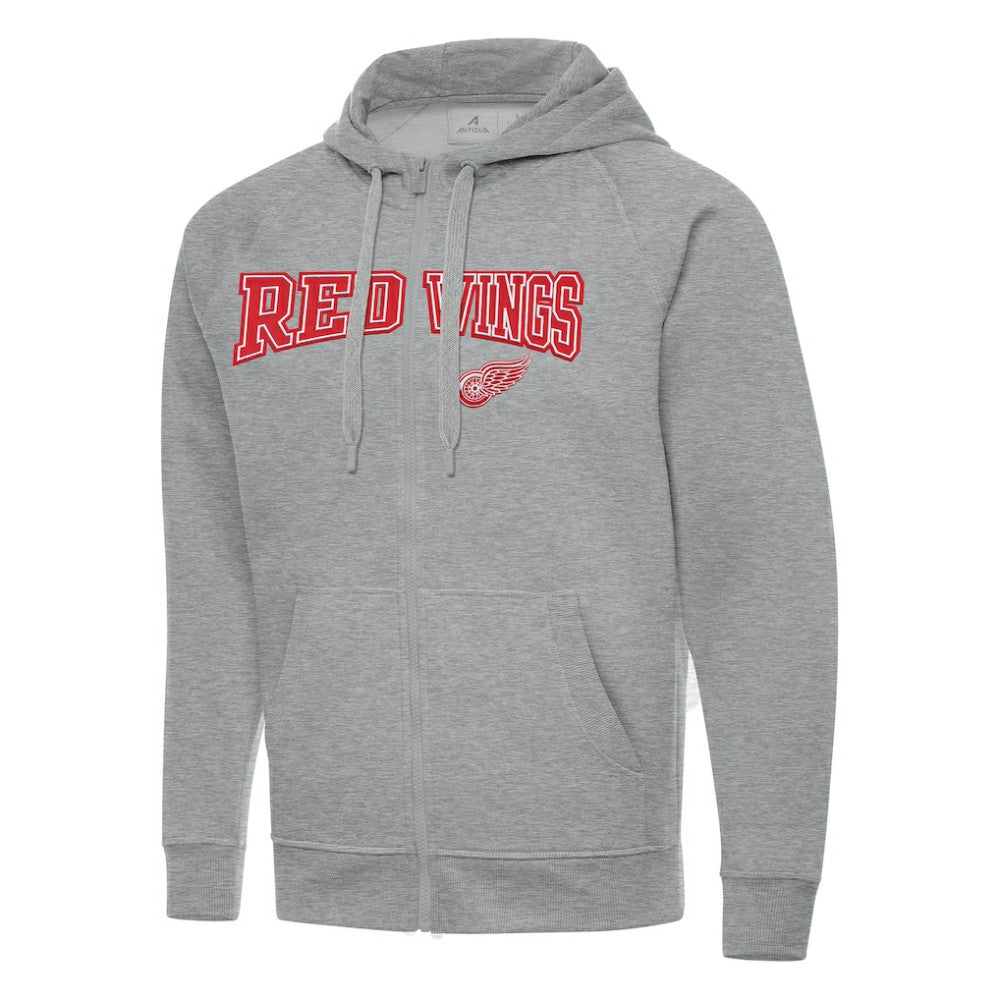 Detroit Red Wings Antigua Big & Tall Victory Full-Zip Hoodie - Heather Gray - NHL