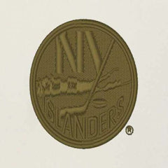New York Islanders Antigua Intrepid Sand Raglan Long Sleeve Hoodie T-Shirt - Cream/Olive - NHL