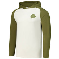 Chicago Blackhawks Antigua Intrepid Sand Raglan Long Sleeve Hoodie T-Shirt - Cream/Olive - NHL